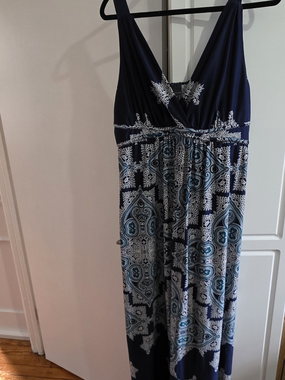 Covington Navy and Teal Paisley Maxi Dress - Sleeveless V-Neck